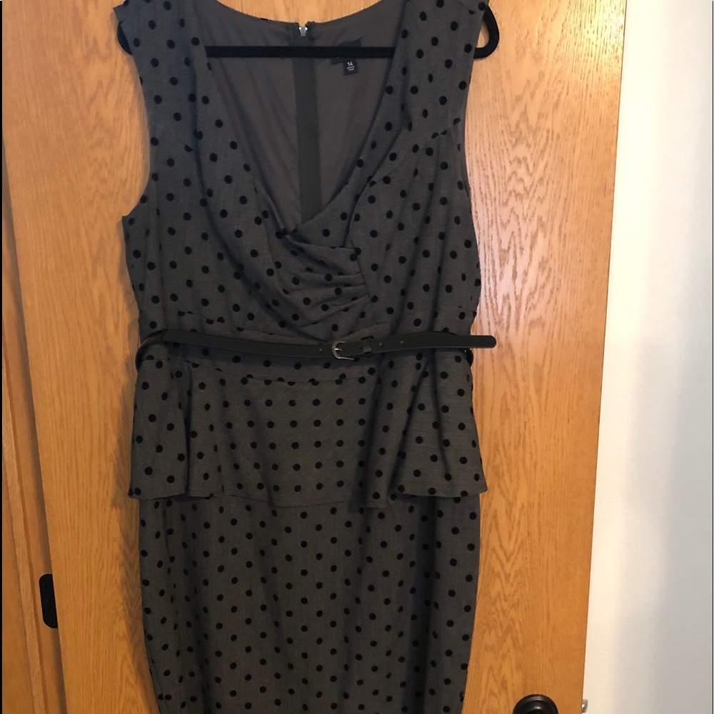 Grey poke-a-dot pencil dress